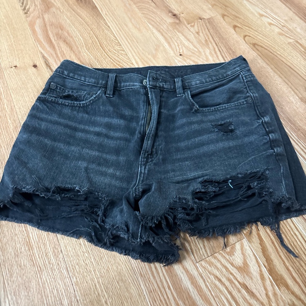 American Eagle Outfitters Black Distressed Jean Shorts